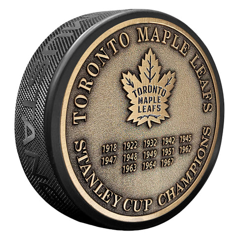 Medallion Puck - Toronto Maple Leafs Stanley Cup Years Gold