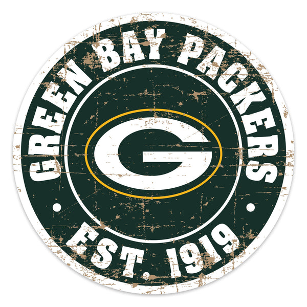 Green Bay Packers Distressed Round Sign