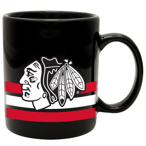 11oz Striped Ceramic Mug-Chicago Blackhawks