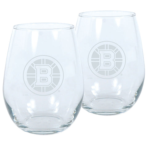 Boston Bruins Stemless Wine Glass Set