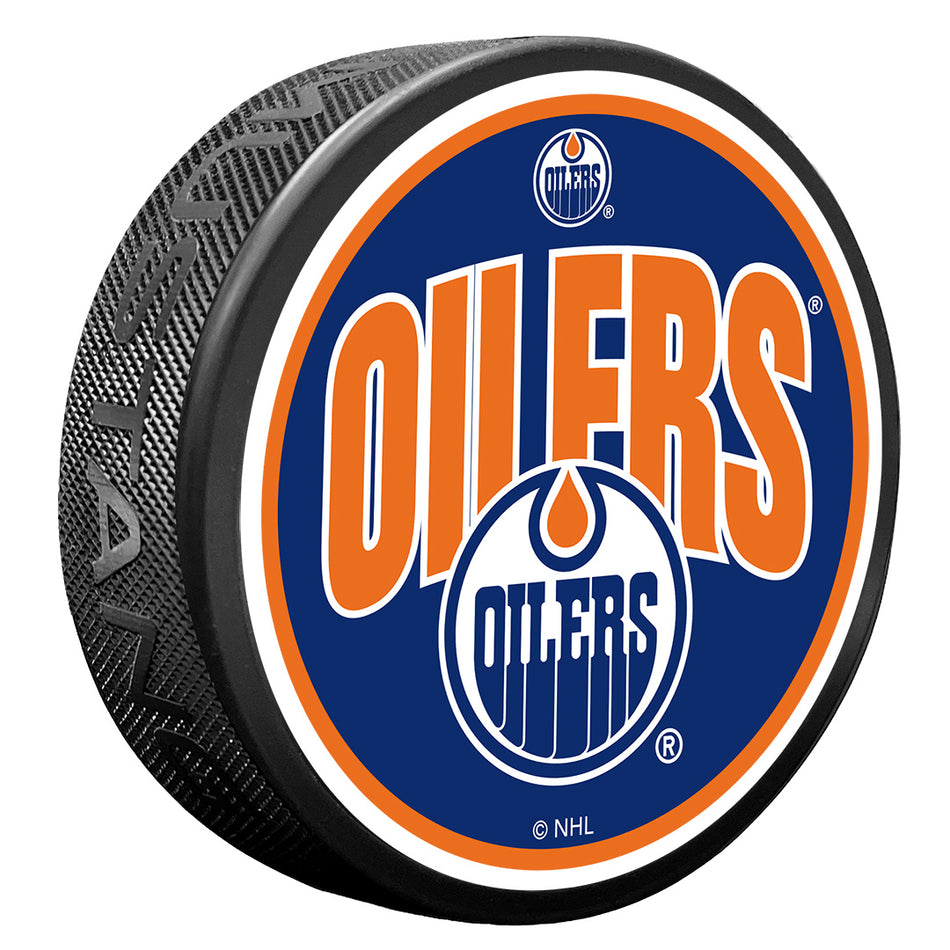 Textured Puck | Edmonton Oilers | Wordmark