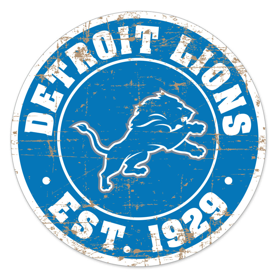 22" Round Sign | Detroit Lions | Distressed