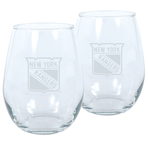 New York Rangers Stemless Wine Glass Set