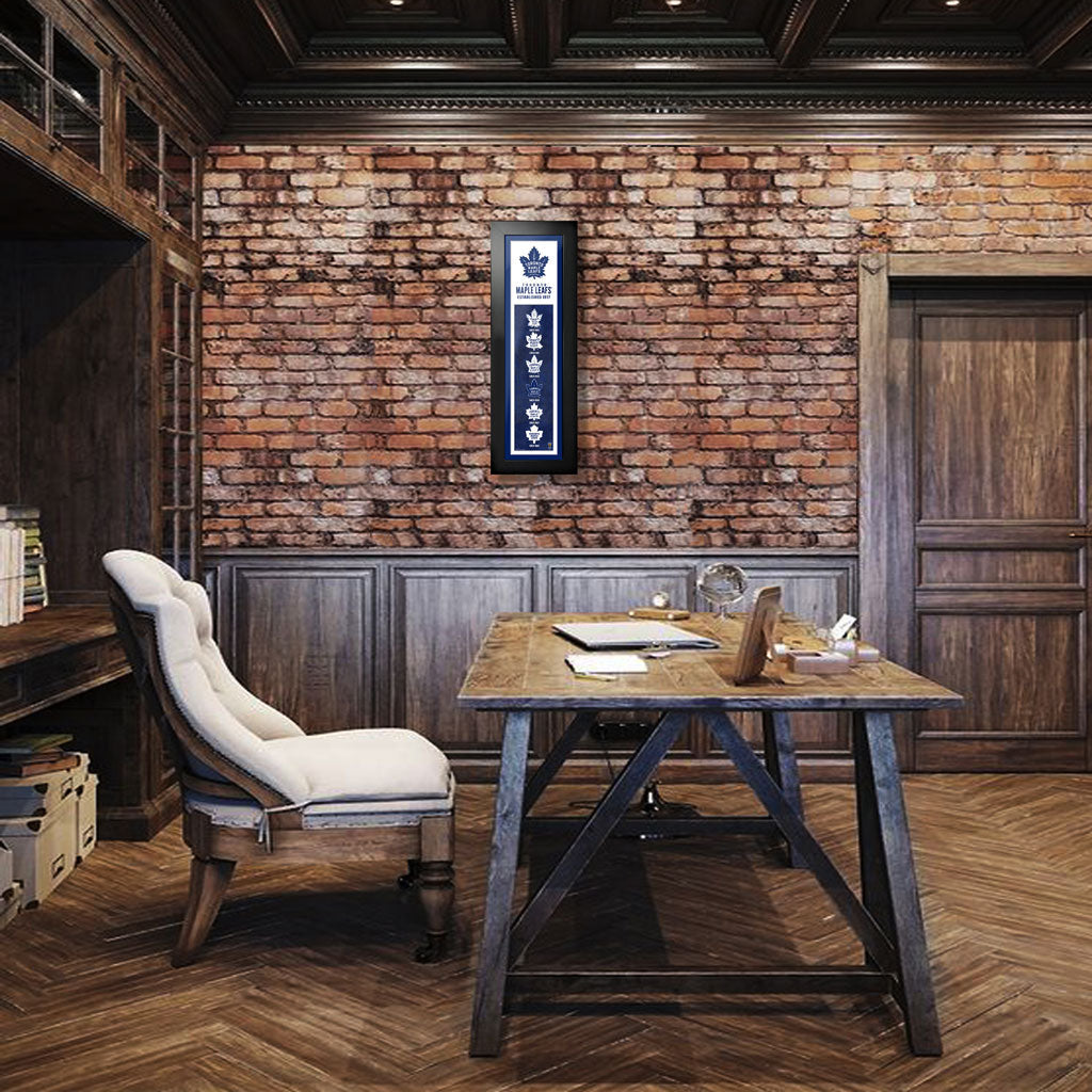 Toronto Maple Leafs Art-Logos to History Frame 6"x22" in home office