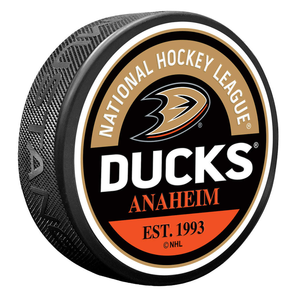 Anaheim Ducks Block Textured Puck