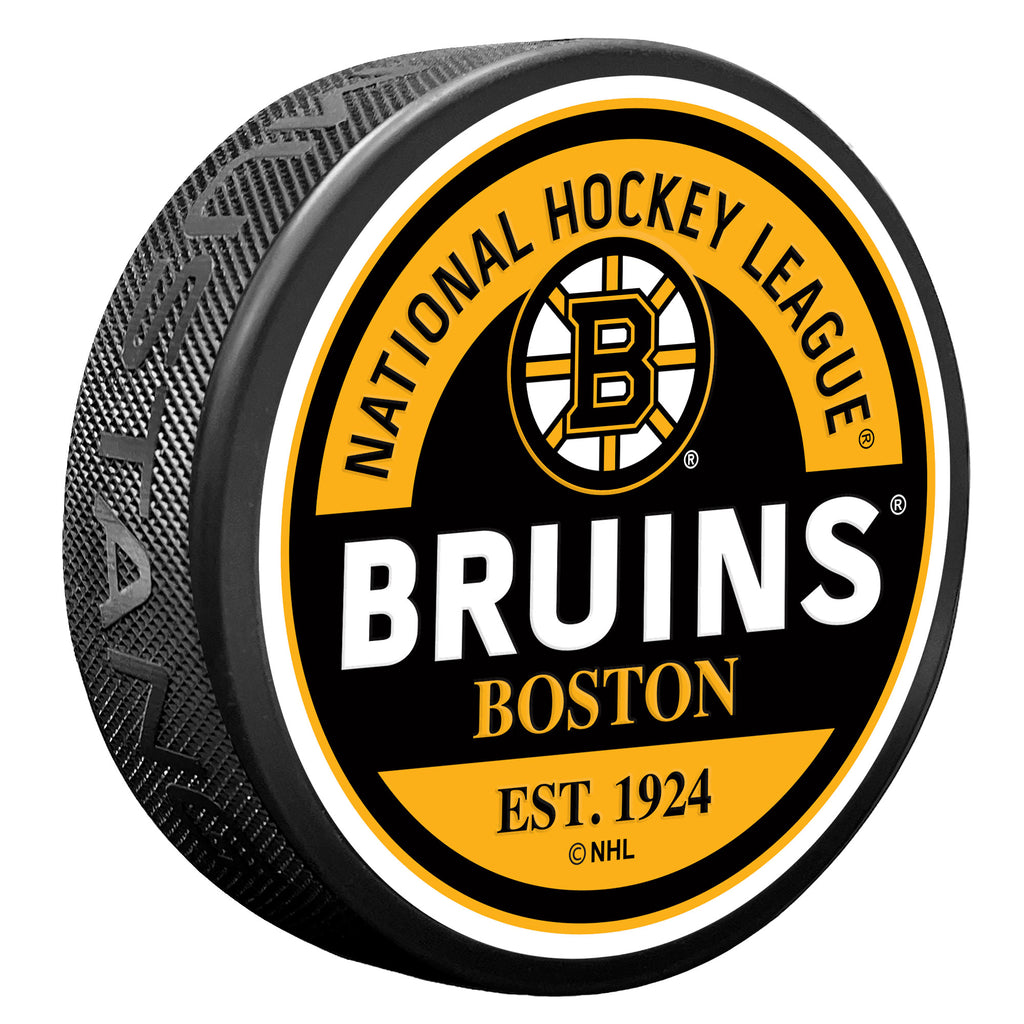 Boston Bruins Block Textured Puck