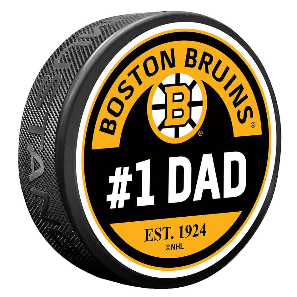 Textured Puck | Boston Bruins | #1 Dad