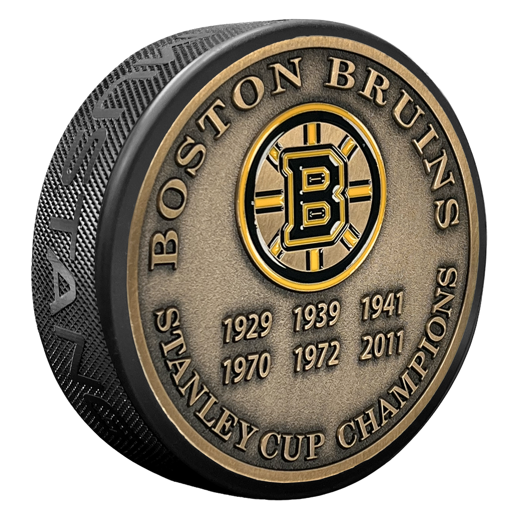 Medallion Puck - Boston Bruins Stanley Cup Years Gold