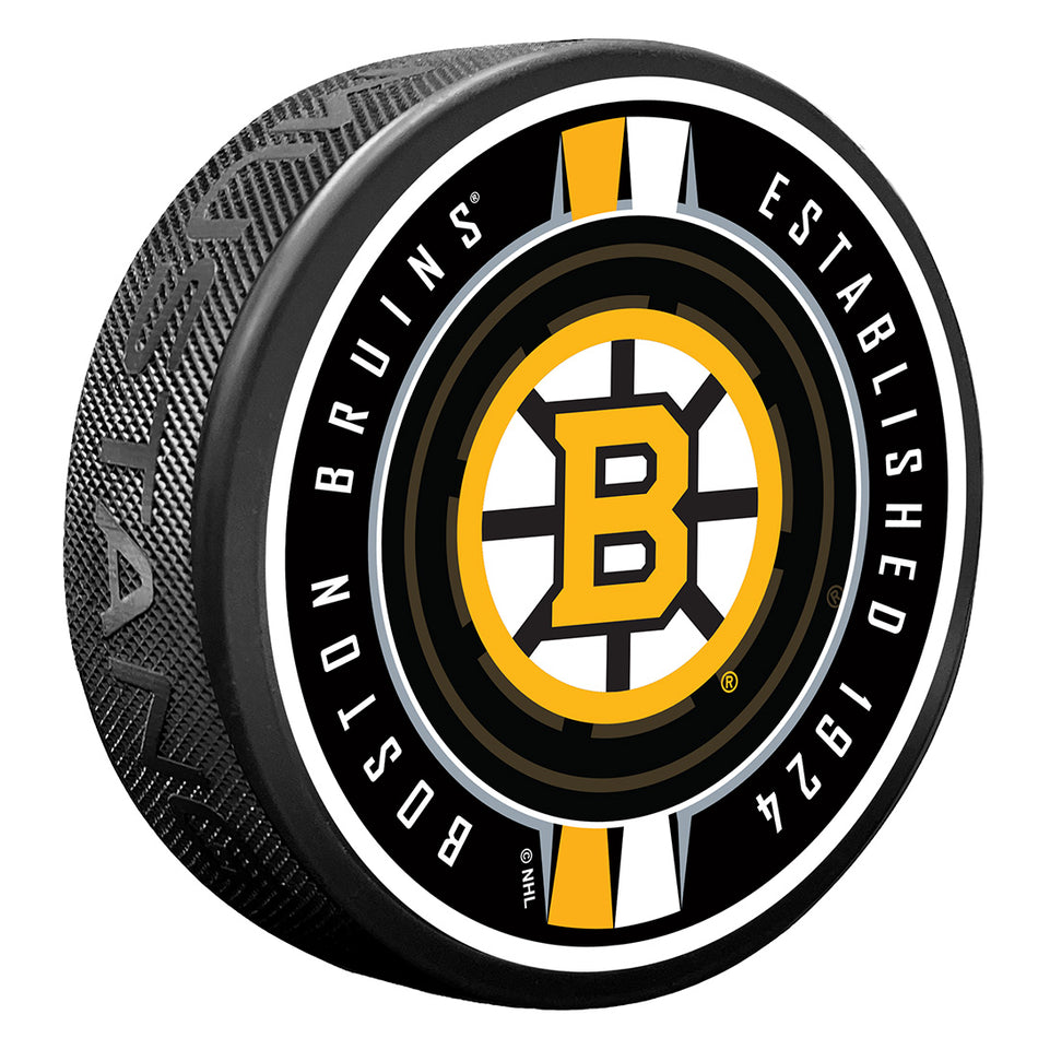 Textured Puck | Boston Bruins | Ribbon