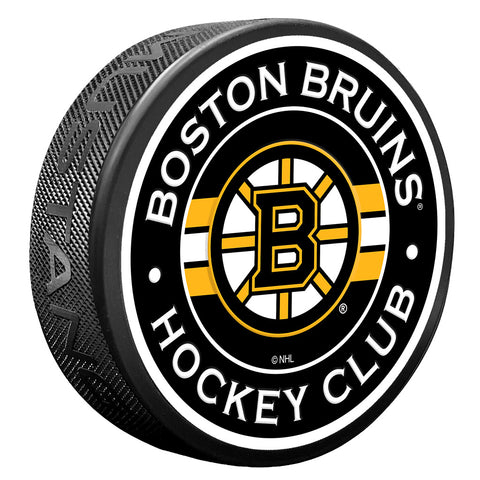 Boston Bruins Striped Textured Puck