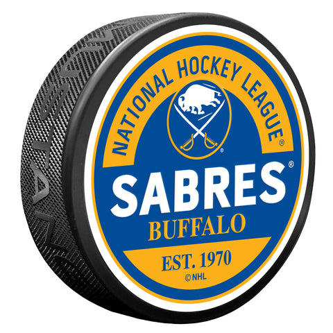 Mustang Products NHL Block Textured Team Puck - Buffalo Sabres