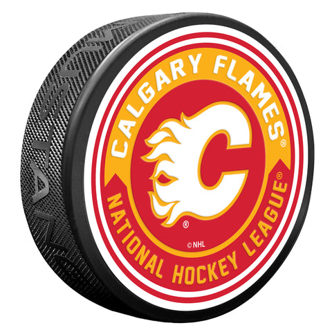 Calgary Flames Arrow Textured Puck