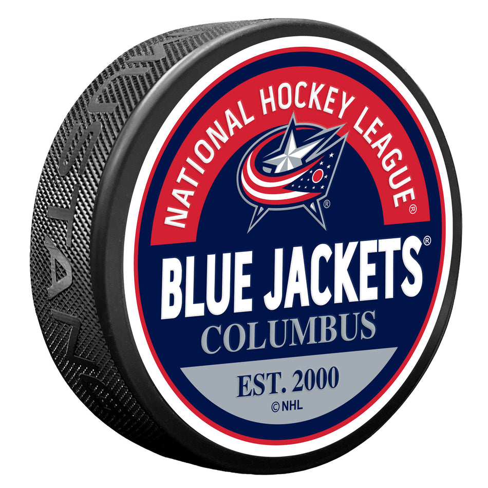 Columbus Blue Jackets Block Textured Puck