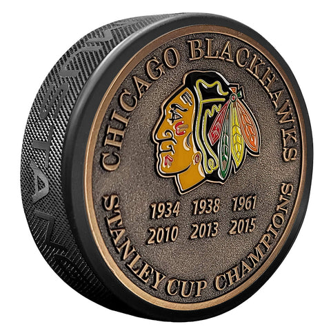 Medallion Puck - Chicago Blackhawks Stanley Cup Years Gold