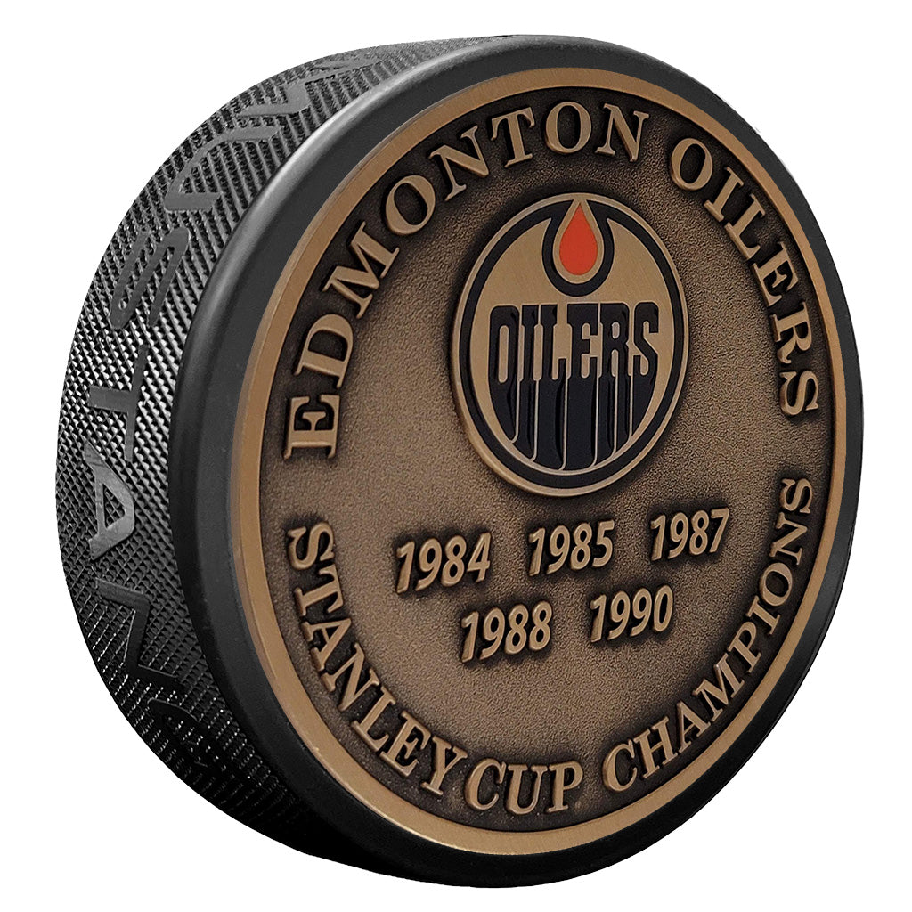 Medallion Puck - Edmonton Oilers Stanley Cup Years Gold