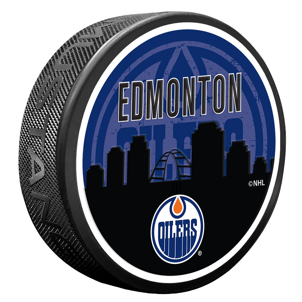 Edmonton Oilers Skyline Puck