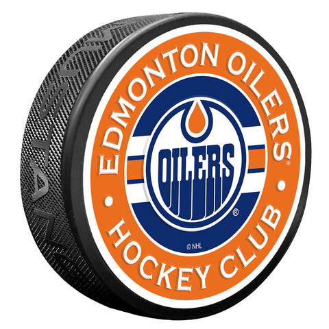 Edmonton Oilers Striped Textured Puck
