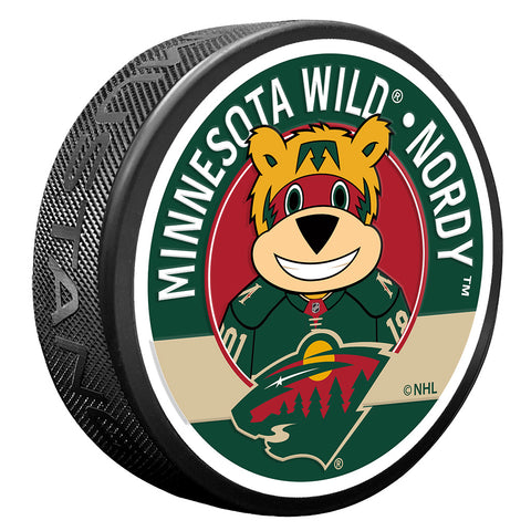 Minnesota Wild Nordy Mascot Textured Puck
