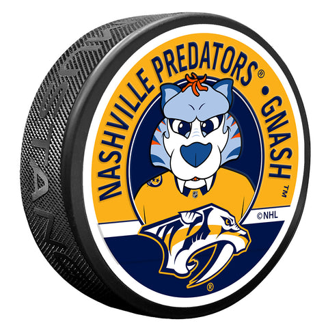 Nashville Predators Gnash Mascot Textured Puck