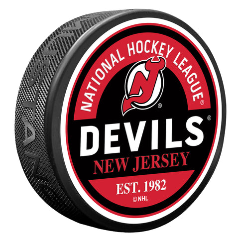New Jersey Devils Block Textured Puck