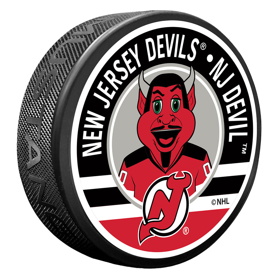 Textured Puck | New Jersey Devils | Mascot - NJ Devil