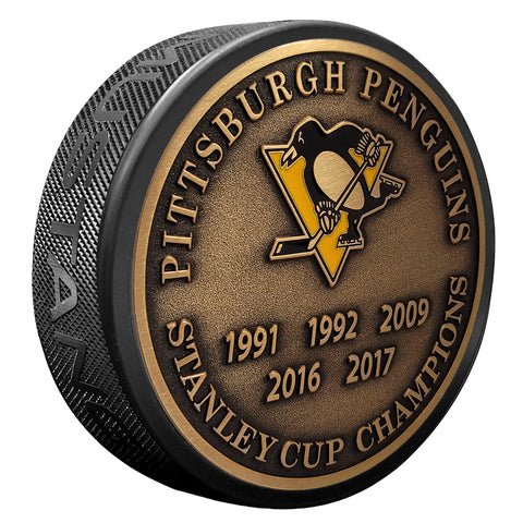 Medallion Puck - Pittsburgh Penguins Stanley Cup Years Gold