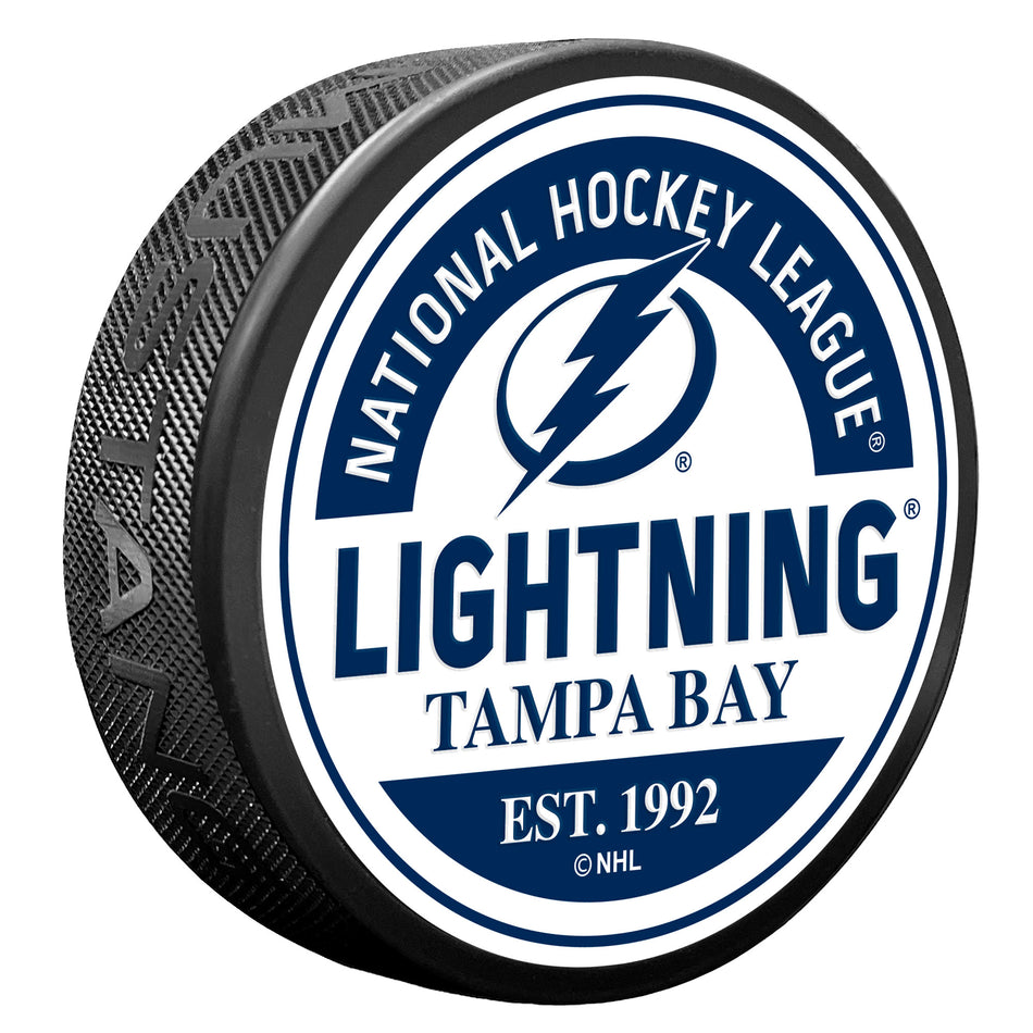 Tampa Bay Lightning Block Textured Puck