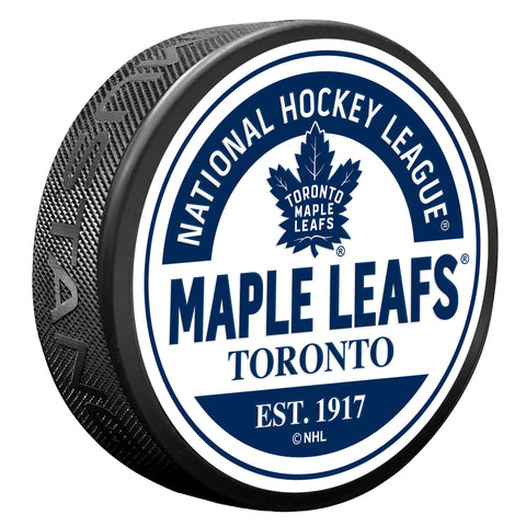 Toronto Maple Leafs Block Textured Puck