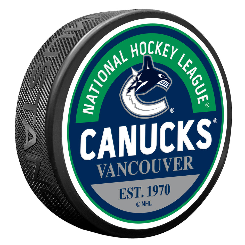 Vancouver Canucks Block Textured Puck