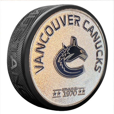 Medallion Puck - Vancouver Canucks Silver Established