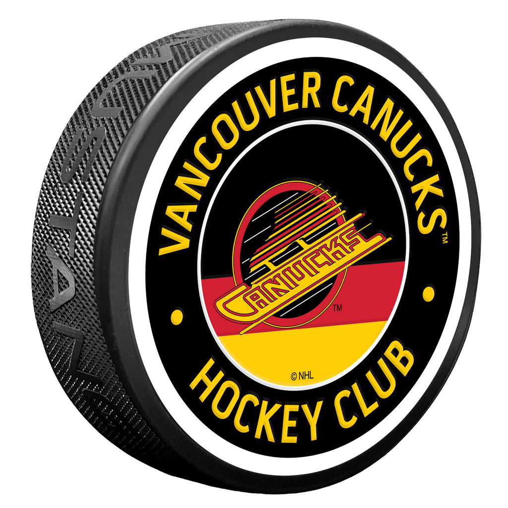 Vancouver Canucks Red Vintage Textured Puck