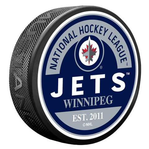 Winnipeg Jets Block Textured Puck