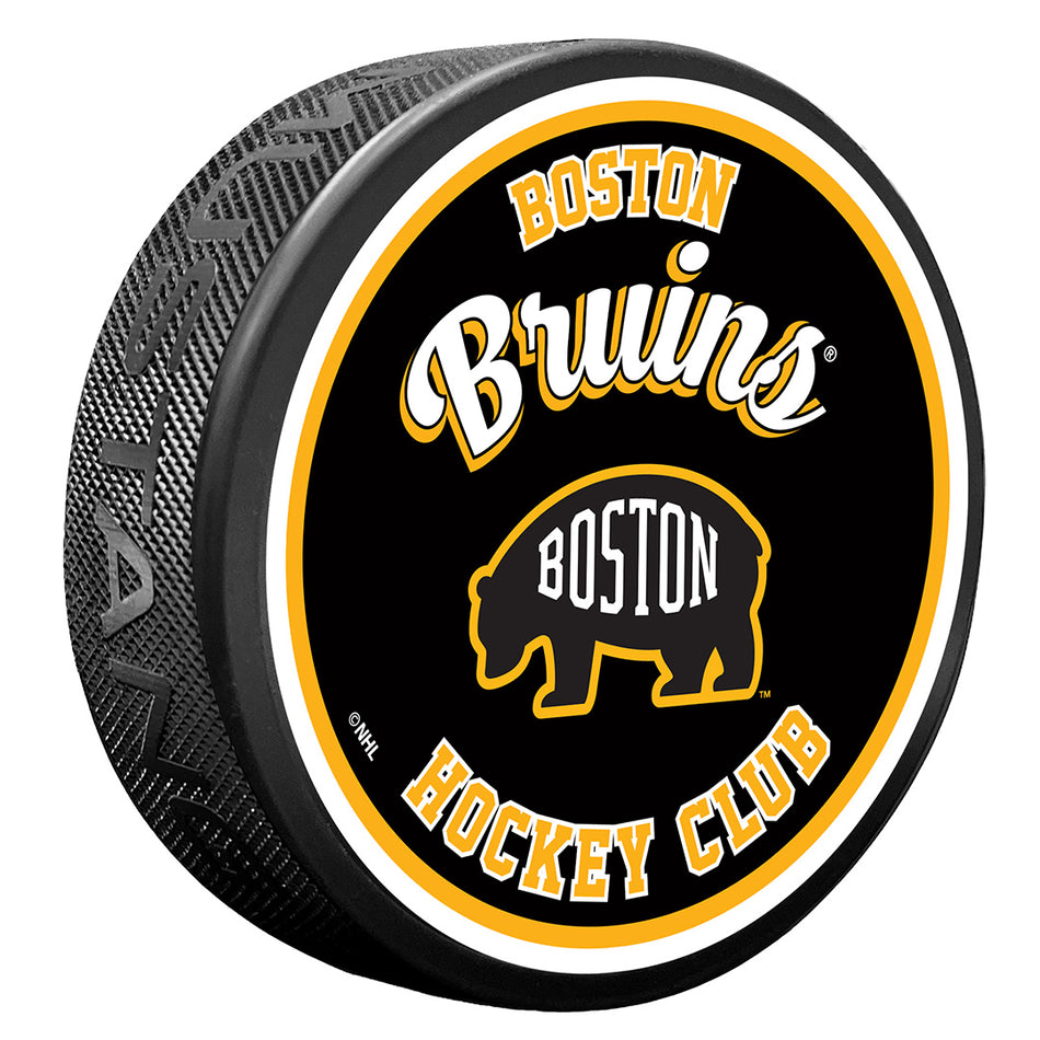 Textured Puck | Boston Bruins | Retro Script
