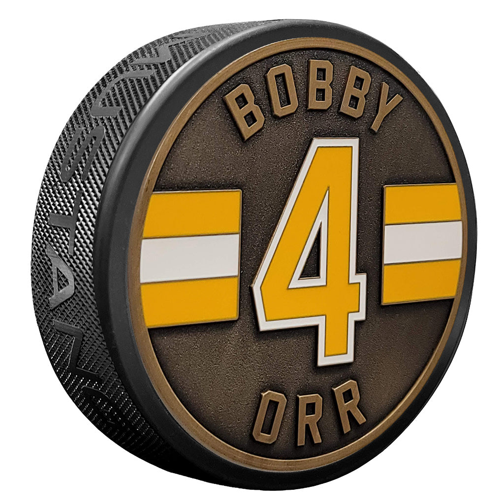Bobby Orr Puck - Boston Bruins Bronze Medallion – Mustang Wholesale