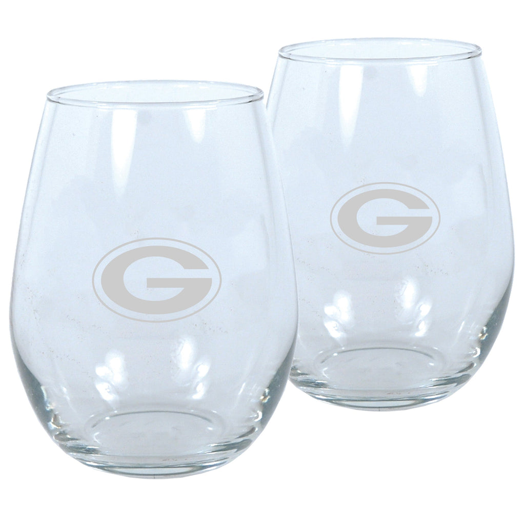 Green Bay Packers Stemless Wine Glass Set