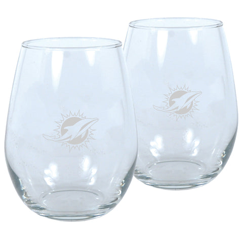 Miami Dolphins Stemless Wine Glass Set