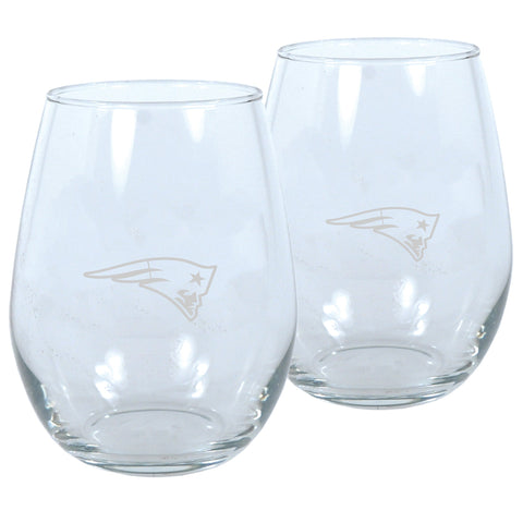 New England Patriots Stemless Wine Glass Set