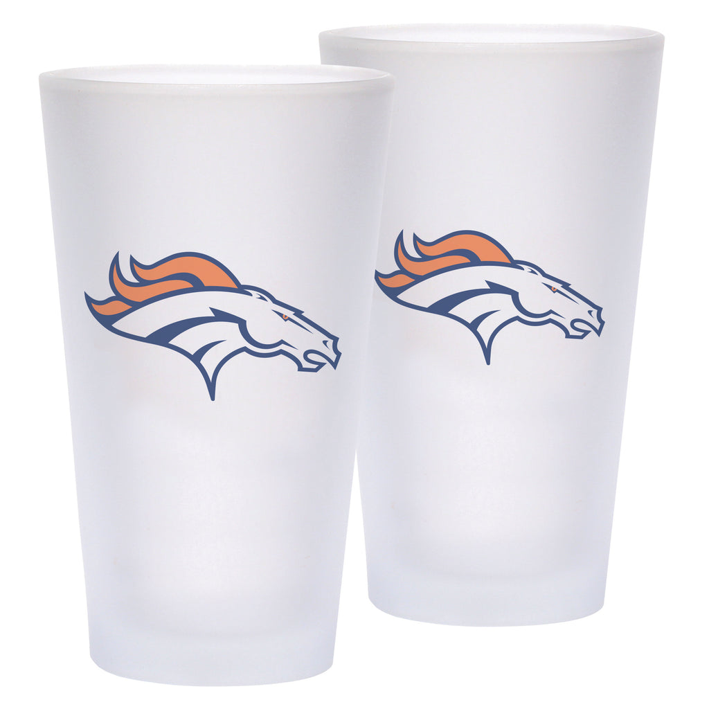 Denver Broncos 2pk. Frosted Mixing Glass Set