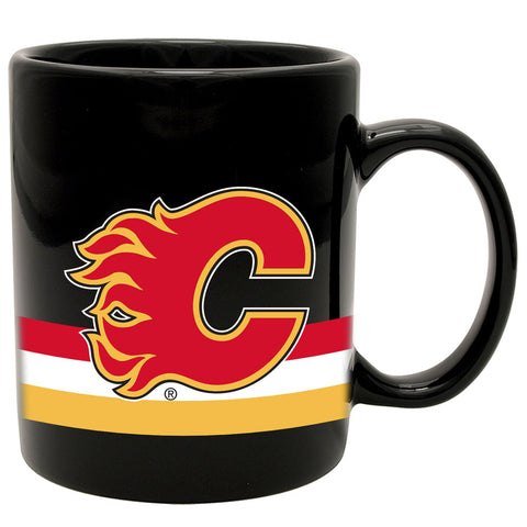 11oz Striped Ceramic Mug-Calgary Flames