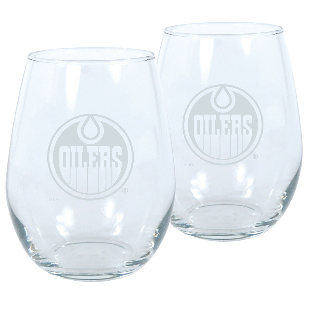 Edmonton Oilers Stemless Wine Glass Set