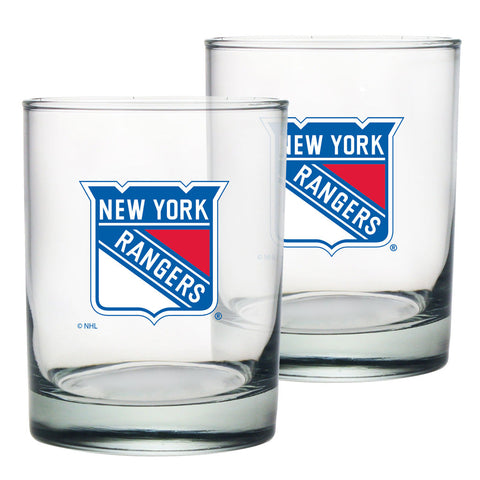 New York Rangers 2pk Rocks Glass Set