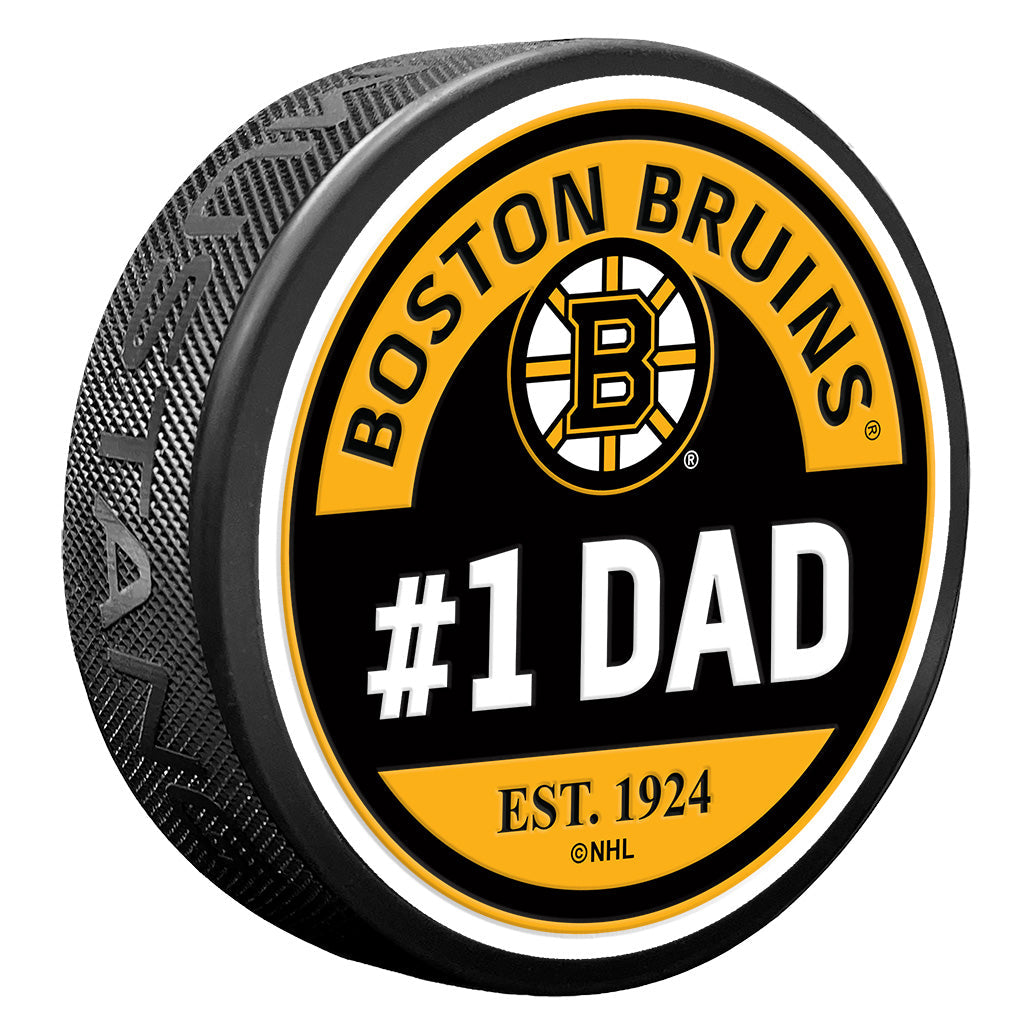 Boston Bruins #1 Dad Textured Puck