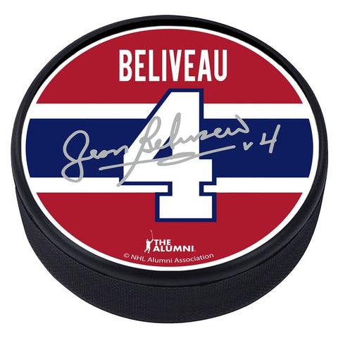 Montreal Canadiens Jean Beliveau Souvenir Player Puck with Replica Signature