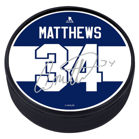 Toronto Maple Leafs Player Textured Puck with Replica Signature - Auston Matthews